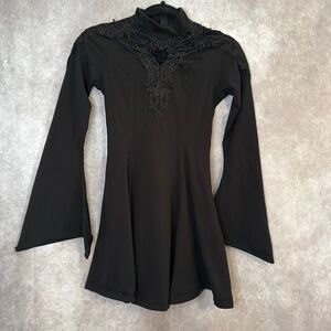 Punk Rave Gothic Women Hollow-out‎ Collar Long Sleeve High Neck A-line Mini XS/S